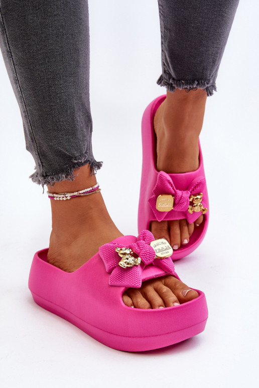 Women's Foam Slippers with Bow Pink Salessa