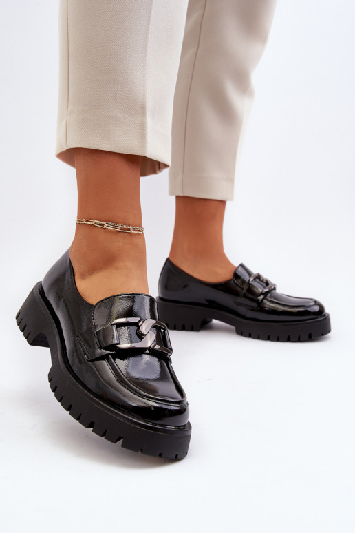 Black Ladies' Patent Loafers Santtes