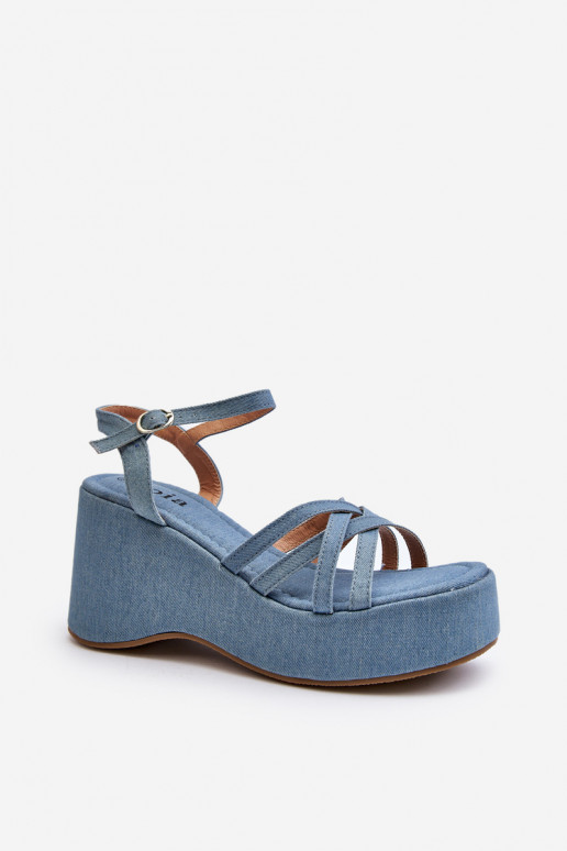 Blue Platform Sandals and Wedges Oporia
