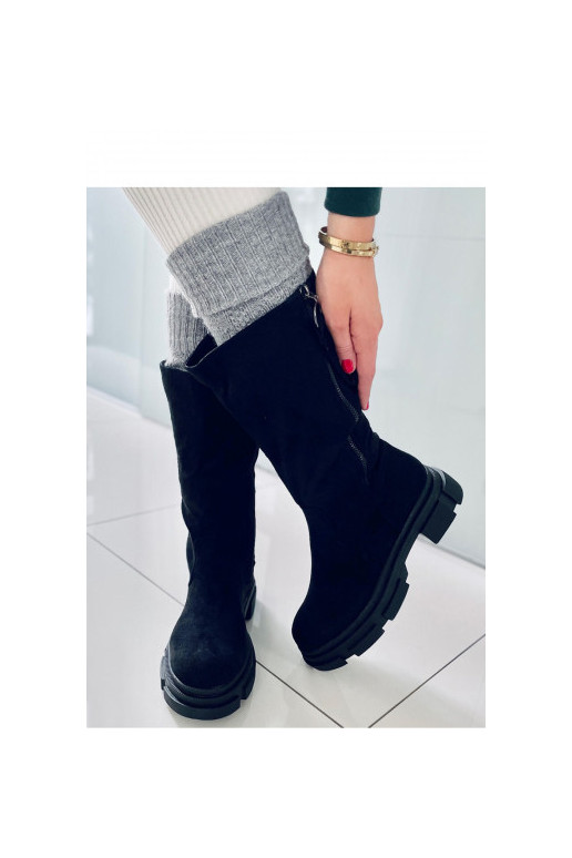 Juodos spalvos ilgaauliai batai Inello