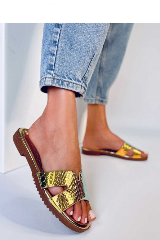 Šlepetės aukso spalvos