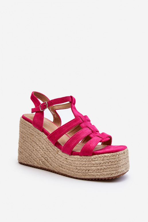 Wedge Sandals with Braided Strap Fuchsia Gnosis