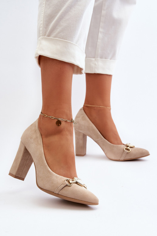 Zazoo 2453/OS Suede Pumps with Heart Cappuccino