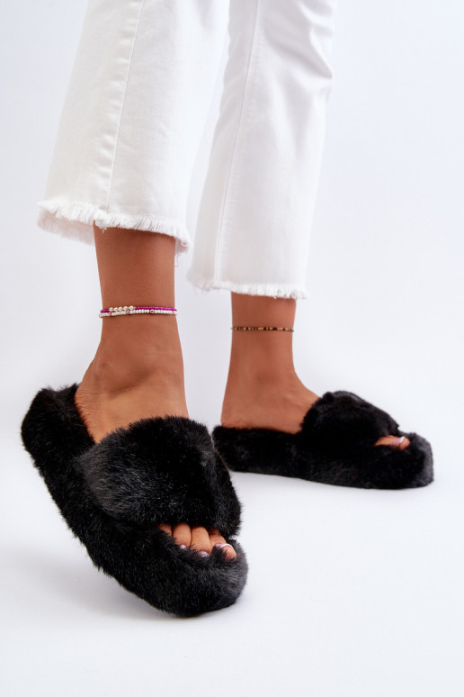 Women's Fur-Lined Slippers Black Stepia