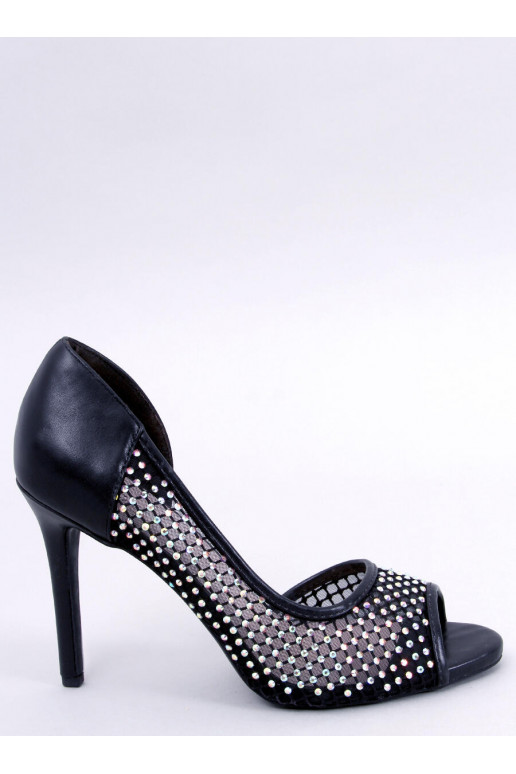 high-heeled shoes open toe GLASS BLACK