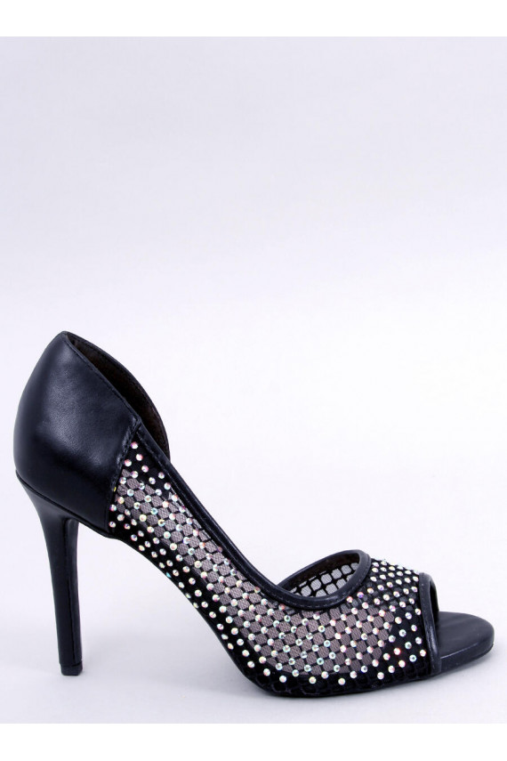 high-heeled shoes open toe GLASS BLACK