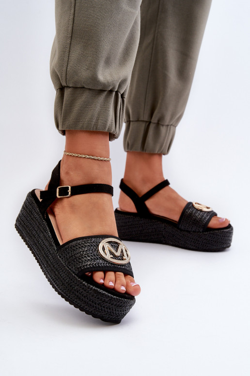 Women's Wedge Sandals with Black Braided Esalena