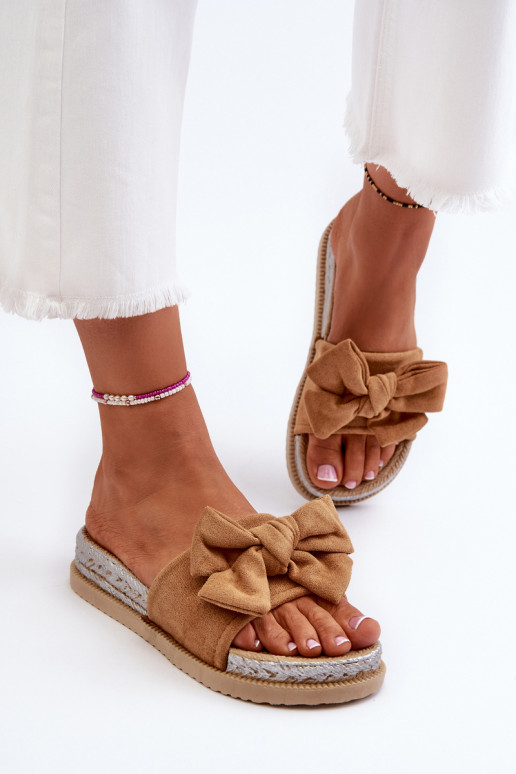Women's Platform Sandals with Bow Camel Aflia