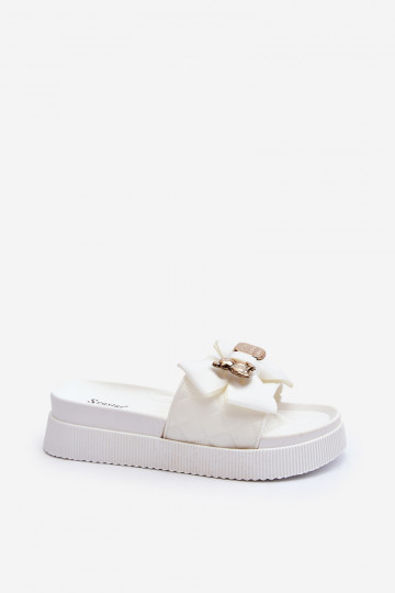 Women's Flip Flops with Bow and Teddy Bear White Katterina 2
