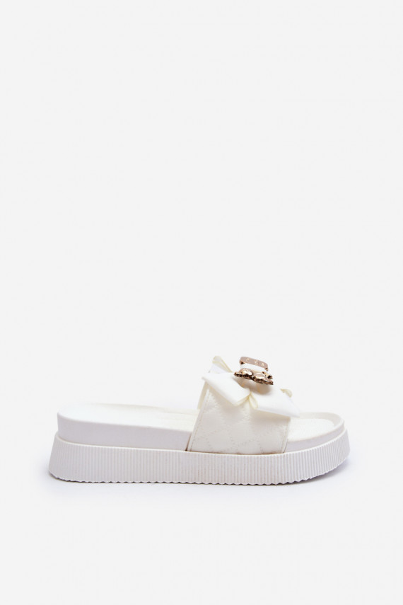 Women's Flip Flops with Bow and Teddy Bear White Katterina