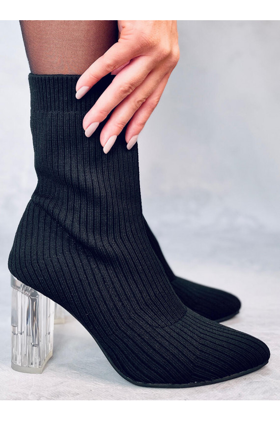 Boots  na przezroczystym obcasie DESTANI BLACK