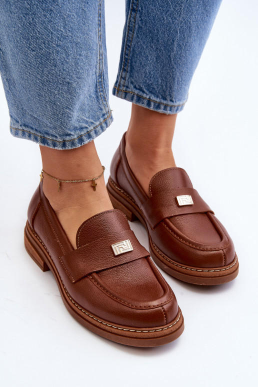 Women's Loafers On The Platform Laura Messi 2392 Dark Gold Women's Loafers On The Platform Laura Messi 2392 Dark Gold