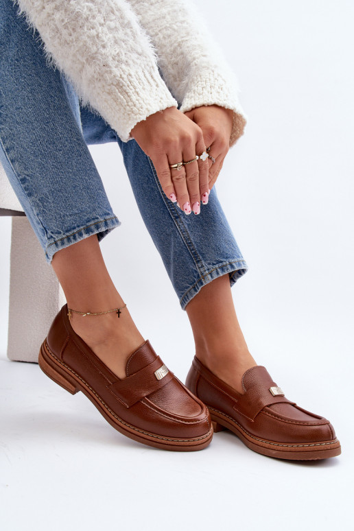 Women's Loafers On The Platform Laura Messi 2392 Dark Gold Women's Loafers On The Platform Laura Messi 2392 Dark Gold