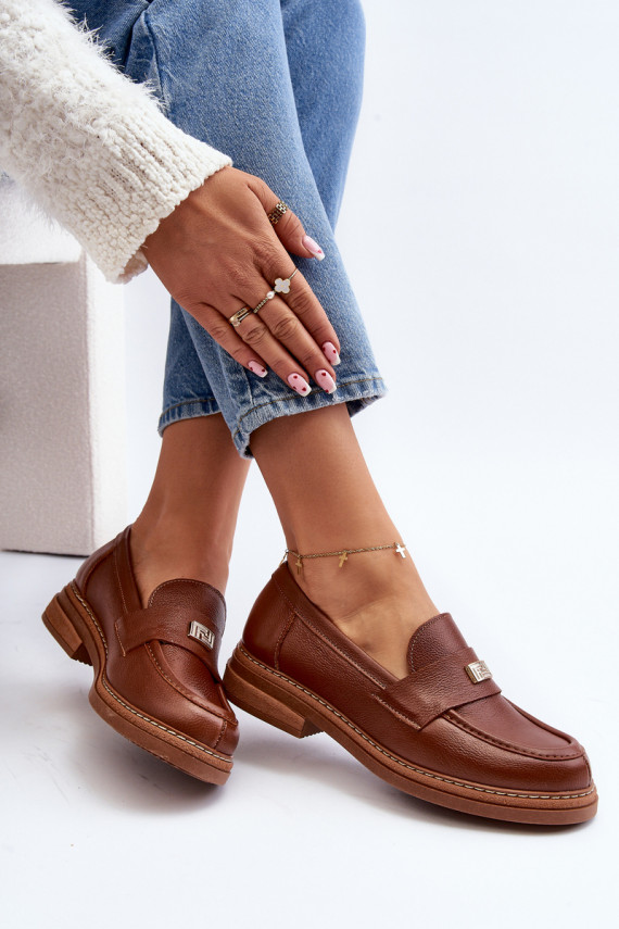 Women's Loafers On The Platform Laura Messi 2392 Dark Gold