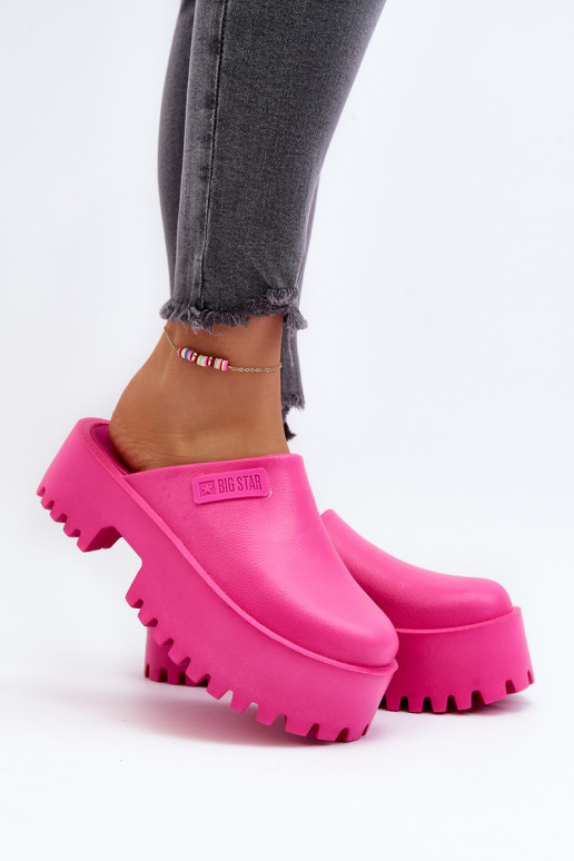 Women's Slides With Chunky Sole Big Star NN274019 Fuchsia Women's Slides With Chunky Sole Big Star NN274019 Fuchsia