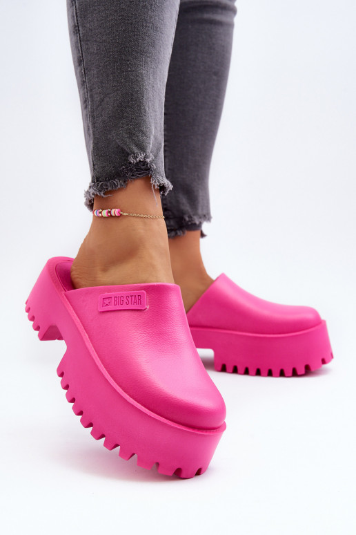 Women's Slides With Chunky Sole Big Star NN274019 Fuchsia Women's Slides With Chunky Sole Big Star NN274019 Fuchsia