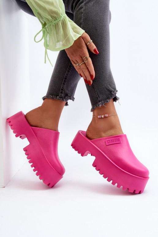 Women's Slides With Chunky Sole Big Star NN274019 Fuchsia Women's Slides With Chunky Sole Big Star NN274019 Fuchsia