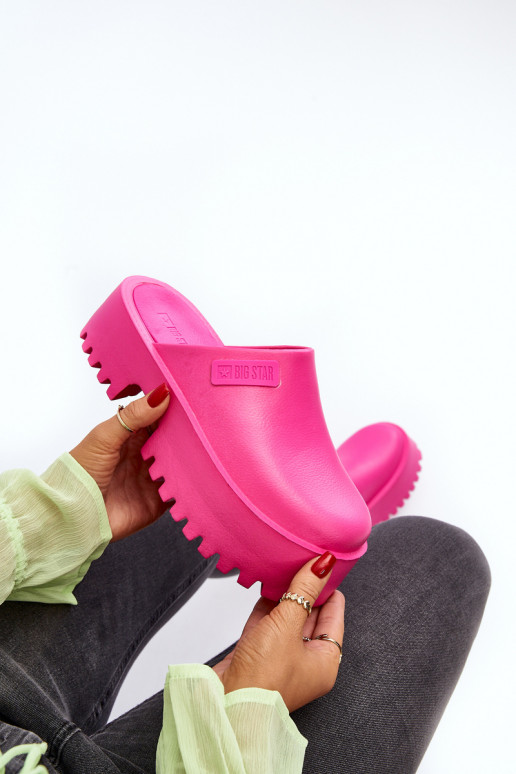Women's Slides With Chunky Sole Big Star NN274019 Fuchsia Women's Slides With Chunky Sole Big Star NN274019 Fuchsia