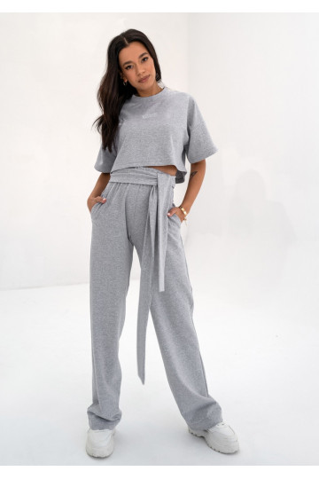 Sky - Melange grey wide pants 2