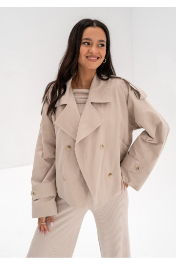 Haley - Short beige pea coat 2