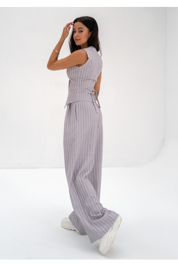 Mocca - Grey striped vest 2