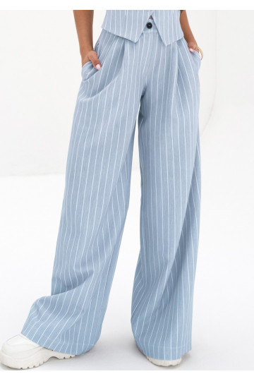 Mocca - Light blue striped wide trousers 2