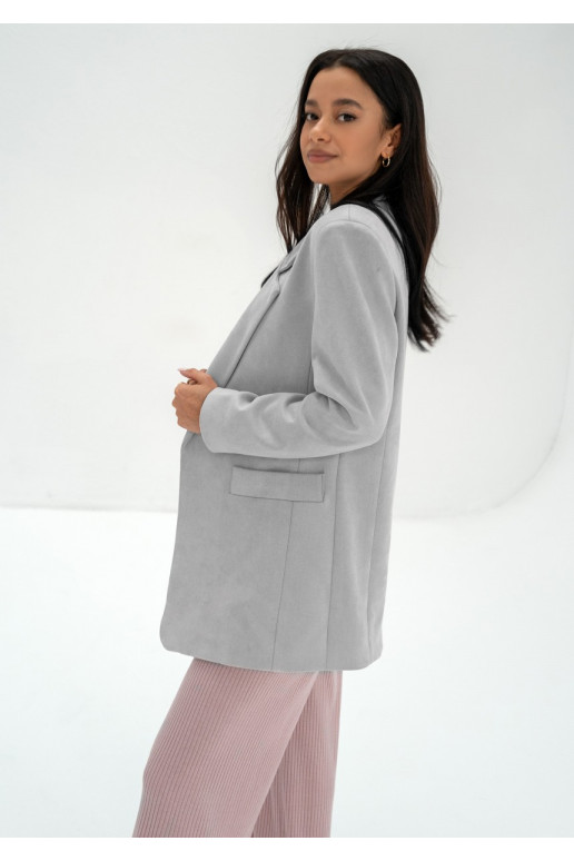 Zura - Grey oversized faux suede blazer