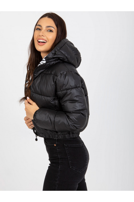 Juoda dvipusė ZEBRA dygsniuota striukė