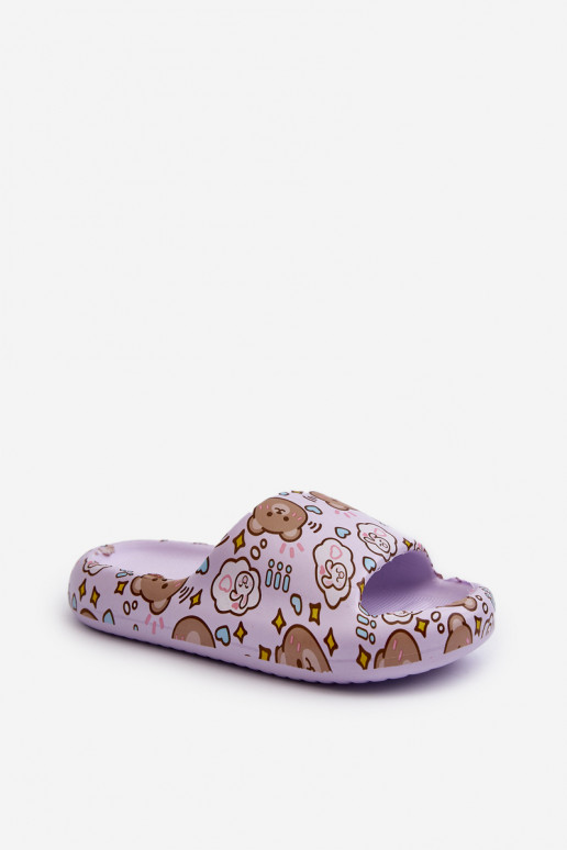 Children's Lightweight Slippers with Bears Purple Evitrapa