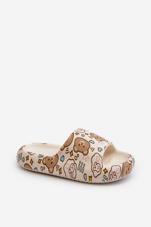 Children's Lightweight Slippers with Bears Beige Evitrapa