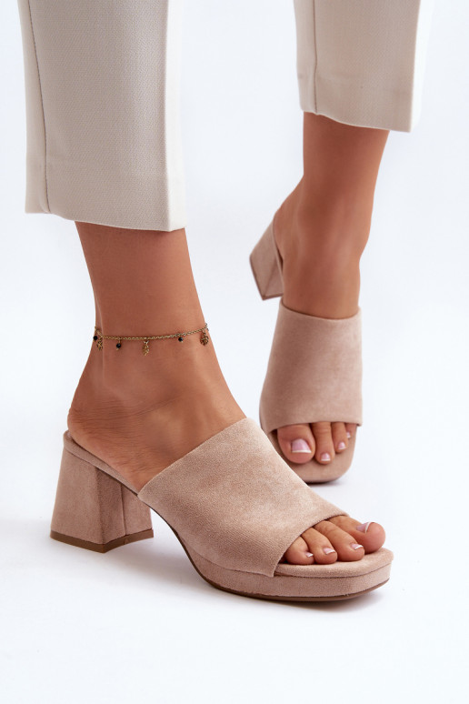 Women's Beige High Heel Sandals Bralya