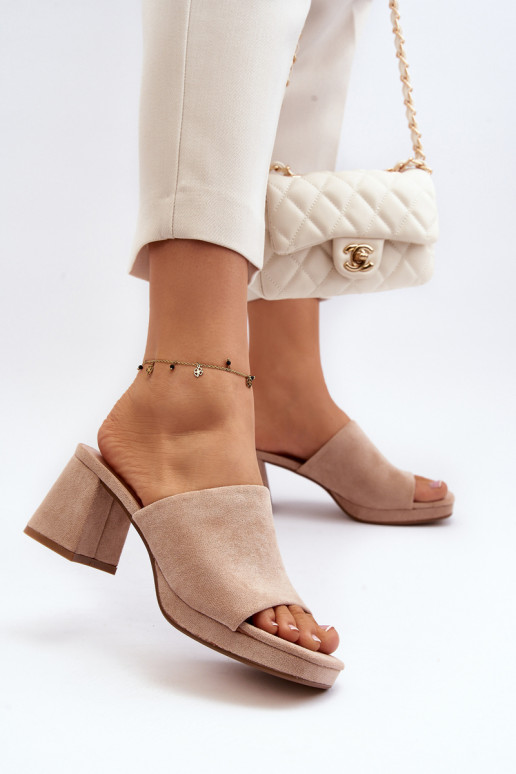 Women's Beige High Heel Sandals Bralya