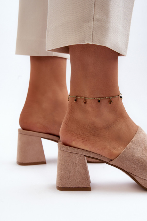 Women's Beige High Heel Sandals Bralya