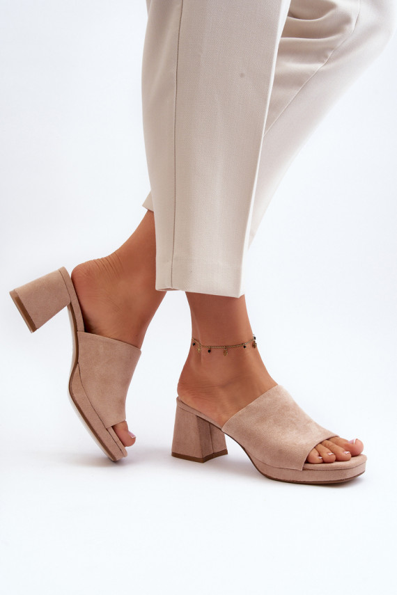 Women's Beige High Heel Sandals Bralya