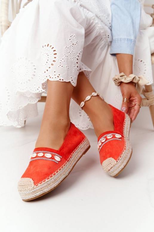 Espadrilles On A Platform With Shells Coral Seashell