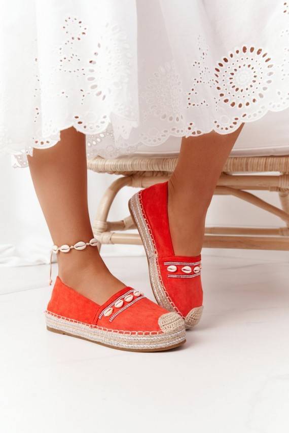 Espadrilles On A Platform With Shells Coral Seashell