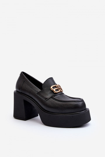 Zazoo 20170 Women's Leather Shoes with Heels Black 2