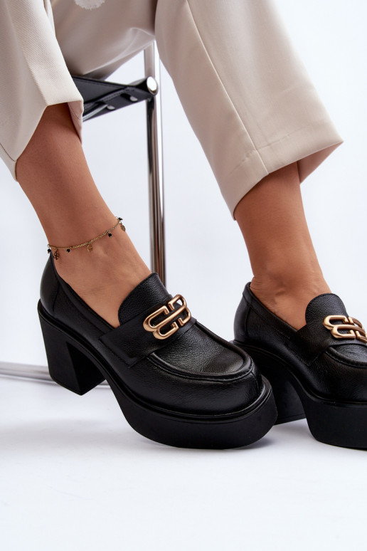 Zazoo 20170 Women's Leather Shoes with Heels Black Zazoo 20170 Women's Leather Shoes with Heels Black