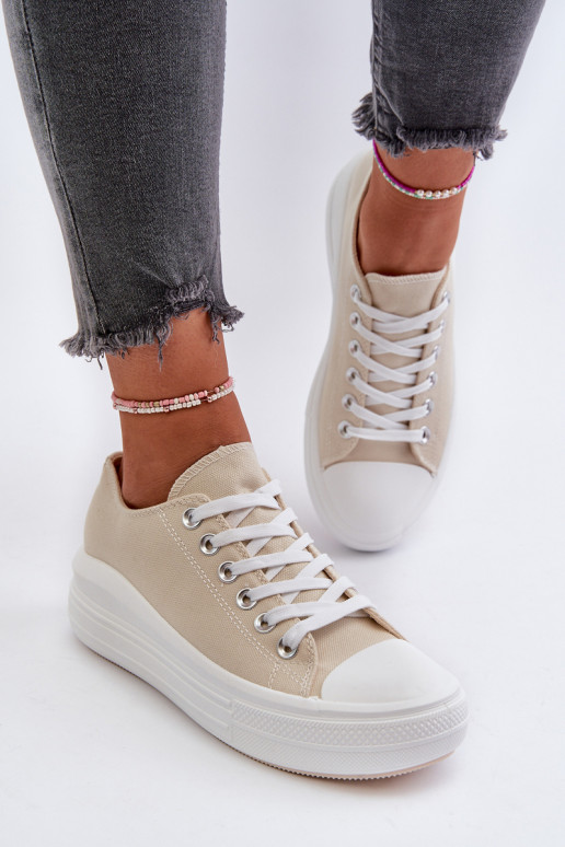 Women's sneakers on a chunky platform beige Amyete