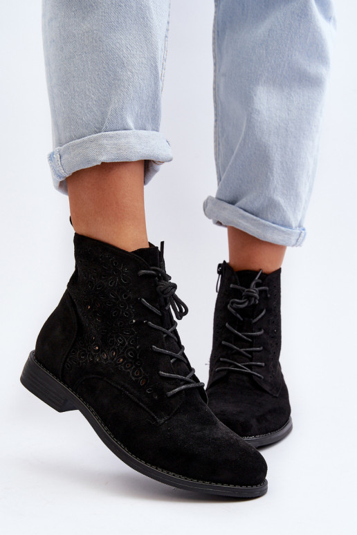 Women's Boots with Pattern Black S.Barski HY66-136 Women's Boots with Pattern Black S.Barski HY66-136