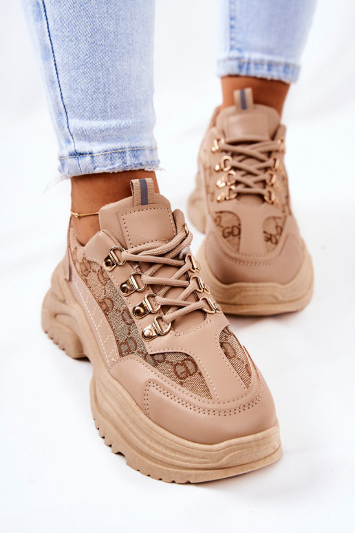 Sports Platform Shoes Beige Flynn