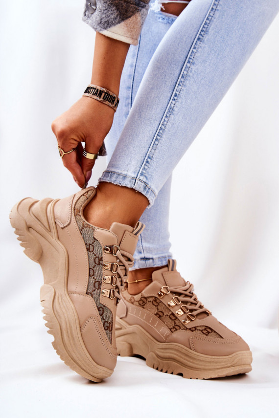 Sports Platform Shoes Beige Flynn