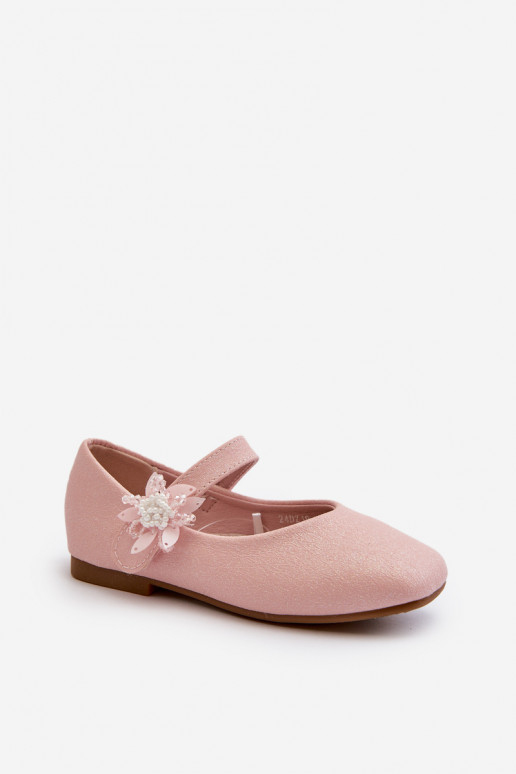 Pink Velcro Fastening Children's Glitter Ballerina Shoes Jeylin