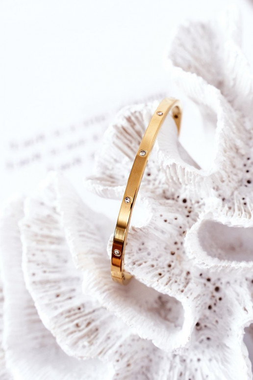Steel Bracelet With Cubic Zirconia Gold