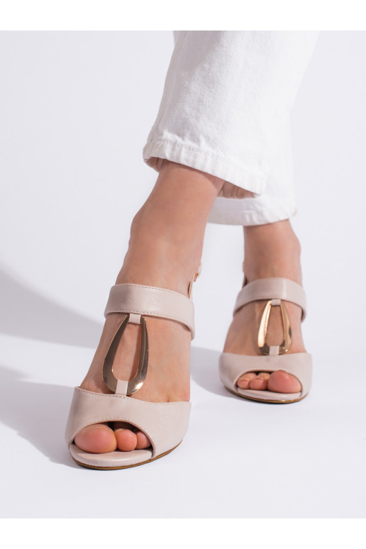 beige sandals  on the heel