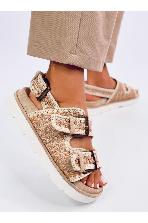 sandals with platform BADEY khaki colors