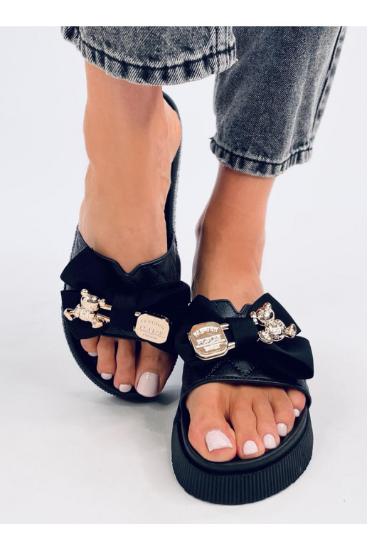 Slippers with gold details BRANDIS BLACK