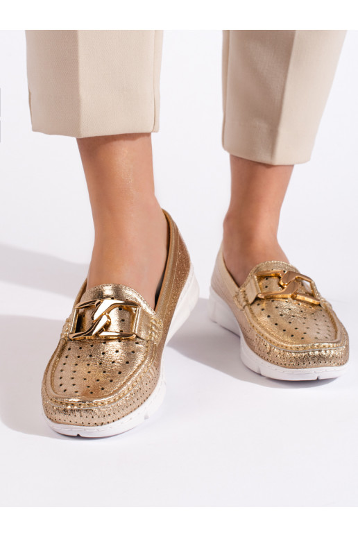 gold color Women's moccasins 