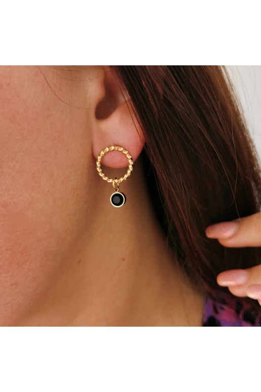 gold color-plated stainless steel earrings cover with gold KST2931CZ