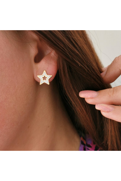 gold color-plated stainless steel earrings KST2957